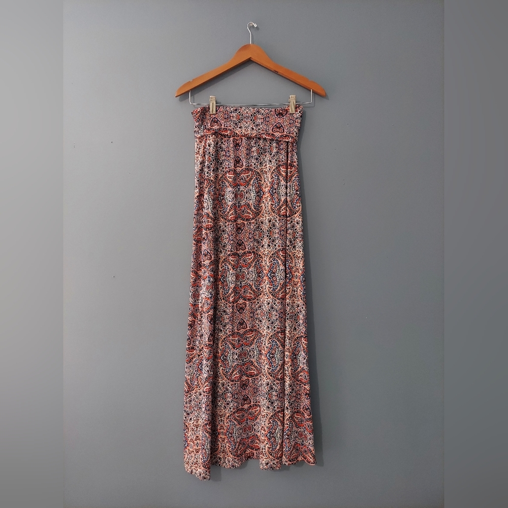 Artisan NY Maxi Skirt, Size XS, Blue/Orange/Black/White Pattern